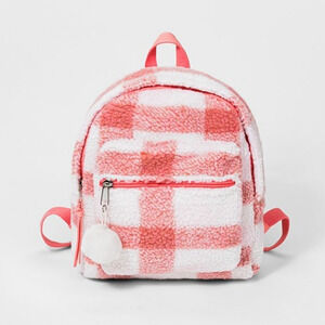 Mini Backpack Cat & Jack   pink and white Plaid Sherpa Mini Backpack